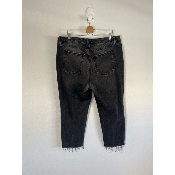 Good American Faded Black Good Curve High-Rise Raw Hem Stretch Denim Jeans Sz 16 - Picture 2 of 10